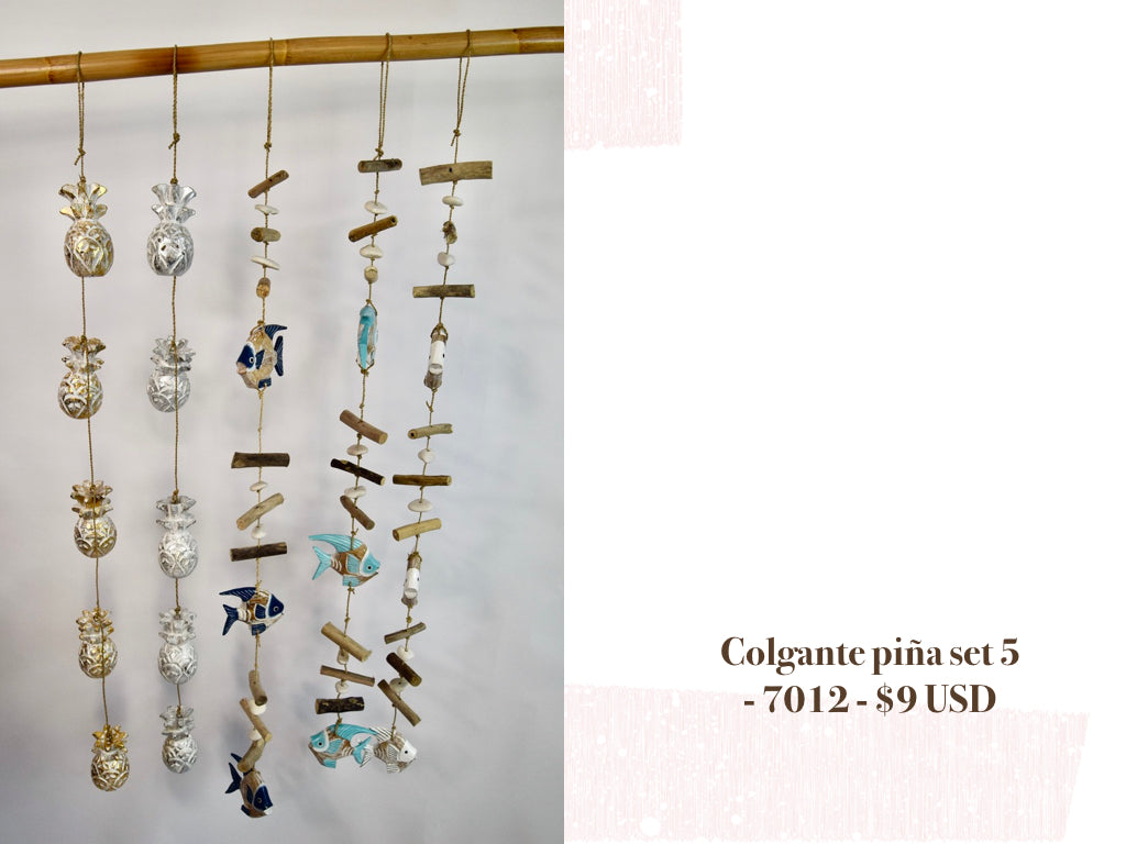 COLGANTE MARINO SET 4 UNIDADES, MOBIL PLAYA, COLGANTE PIÑA SET 5
