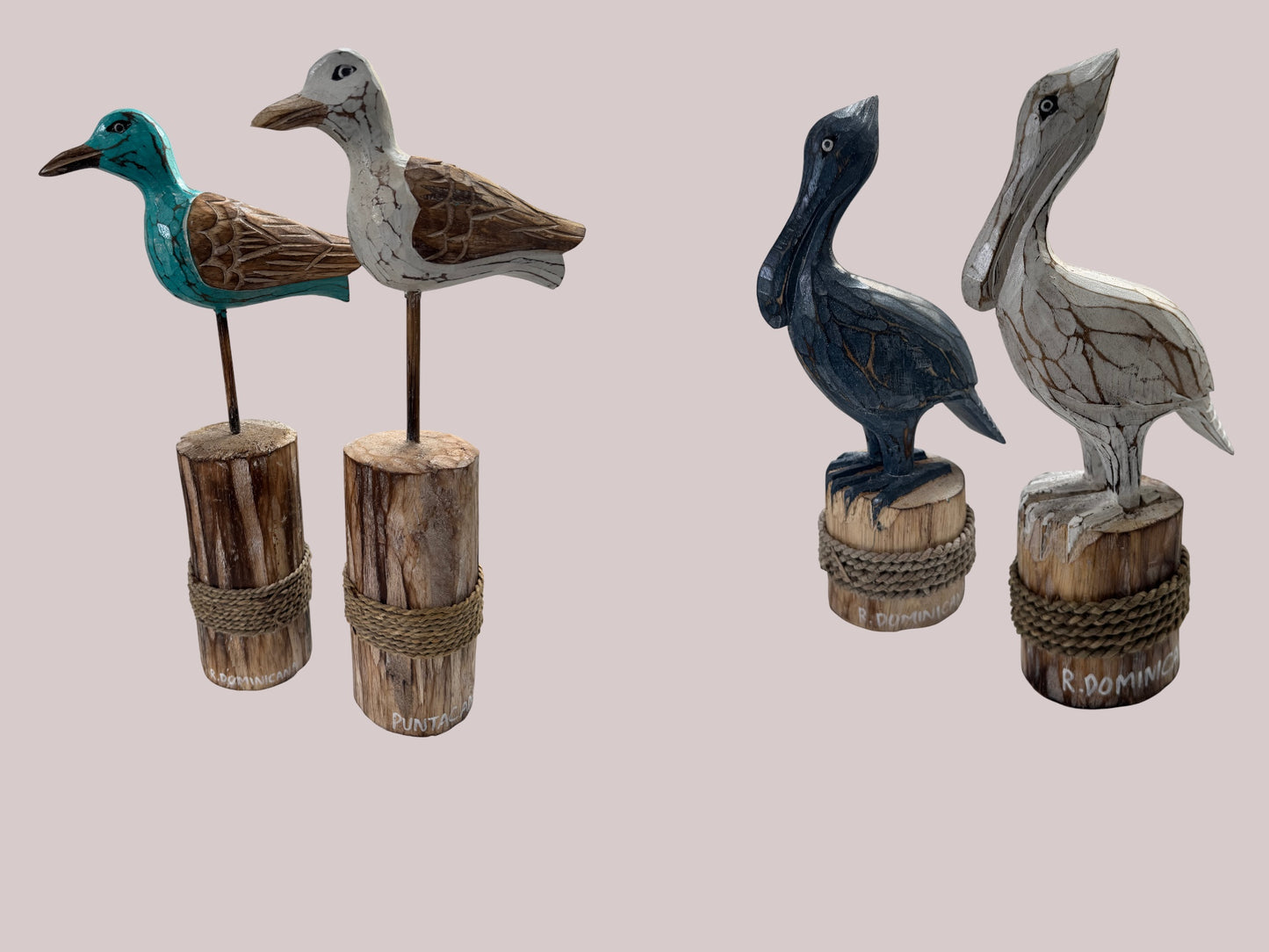 PELICANO EN TRONCO & GAVIOTA EN TRONCO