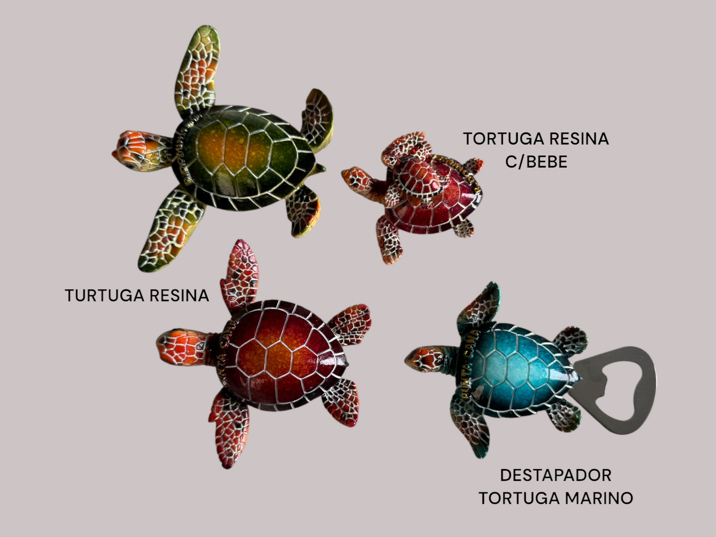 TORTUGA RESINA CON BEBE, RESINA Y DESTAPADOR TORTUGA