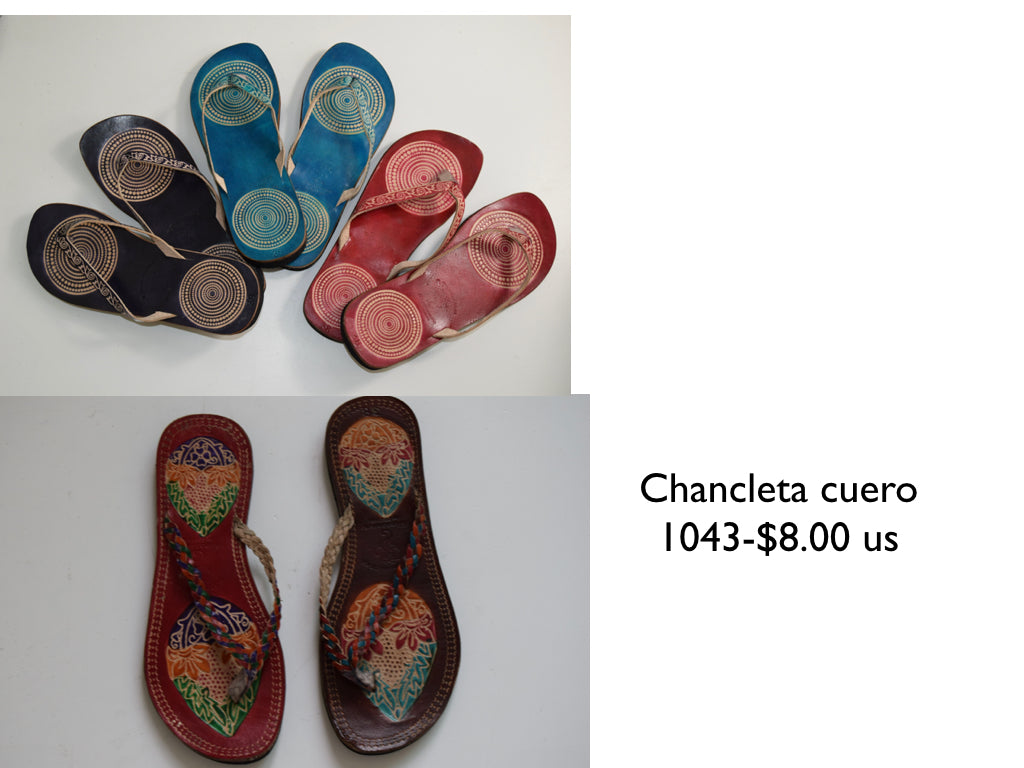 CHANCLETA CUERO, BORDADA, BRILLO, ANIMAL PRINT, BRILLO & HOMBRE