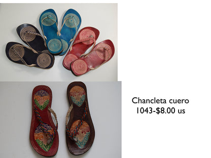 CHANCLETA CUERO, BORDADA, BRILLO, ANIMAL PRINT, BRILLO & HOMBRE