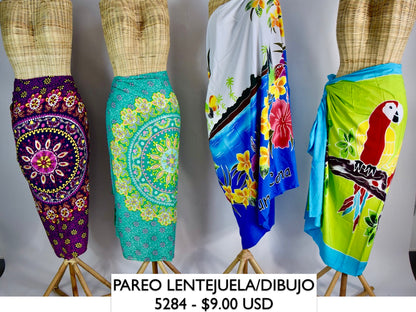 PAREO INDU, PAREO LENTEJUELAS/DIBUJO & SALIDA MACRAME