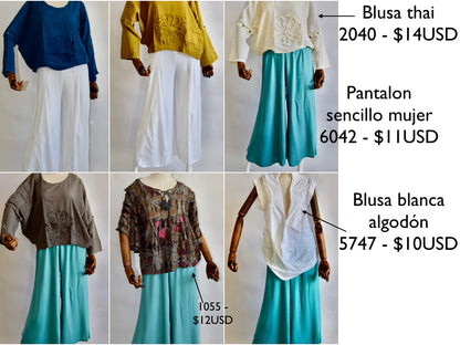 BLUSA THAI, BLUSA BLANCA ALGODON & BLUSA INDU