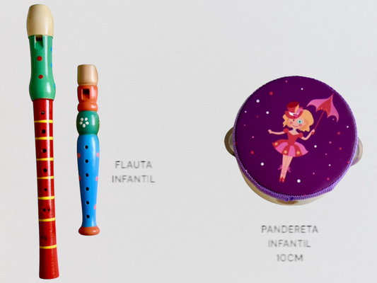 PANDERETA INFANTIL 10CM & FLAUTA INFANTIL