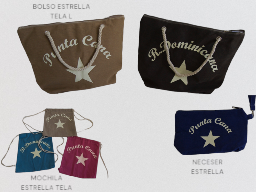 BOLSO ESTRELLA TELA, MOCHILA ESTRELLA TELA & NECESER ESTRELLA